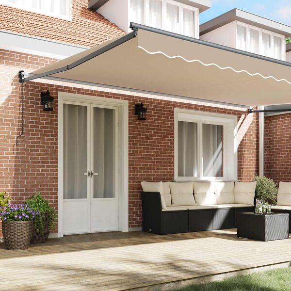 vidaXL Toldo Manual Beige 500 x 300 x 165 cm Poli&eacute;ster y metal