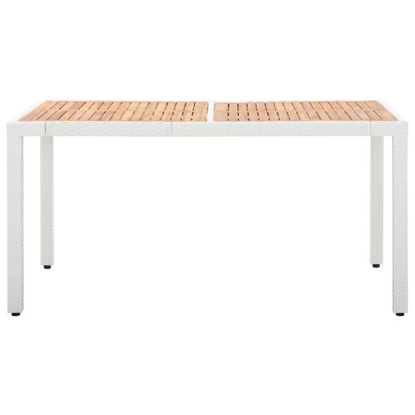 vidaXL Mesa de jard&iacute;n rat&aacute;n sint&eacute;tico madera acacia blanco 150x90x75cm