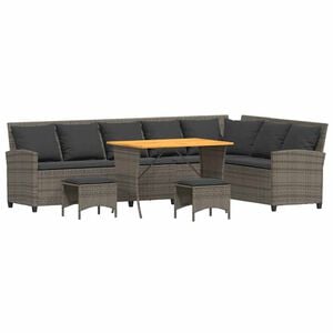 vidaXL Juego de sof&aacute;s de jard&iacute;n en forma de L con cojines 4 pzas gris