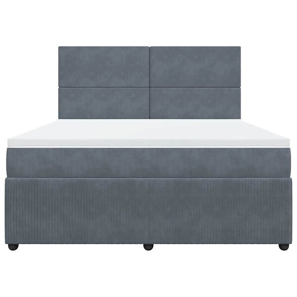 vidaXL Cama box spring con colchón terciopelo gris oscuro 180x200 cm