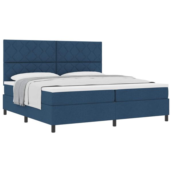 vidaXL Cama tipo Box Spring con colch&oacute;n Azul 200 x 200 cm tela