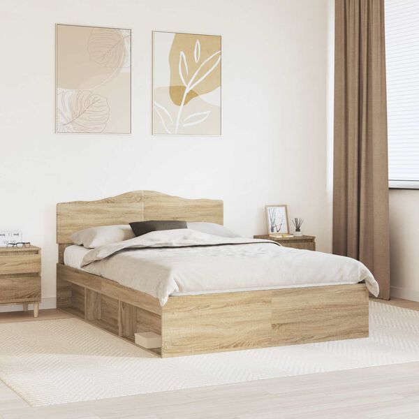 vidaXL Estructura de cama Sonoma 140 x 200 cm Madera de pino macizo