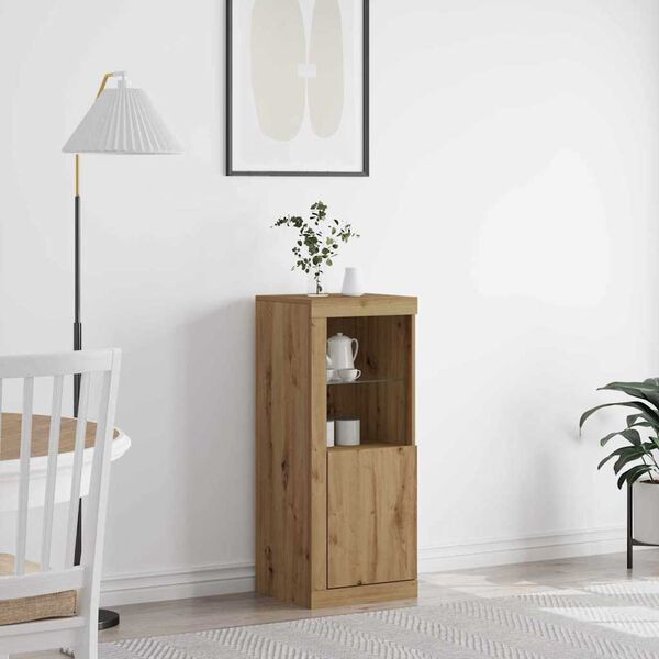 vidaXL Aparador LED Roble artesanal 41 x 37 x 100 cm