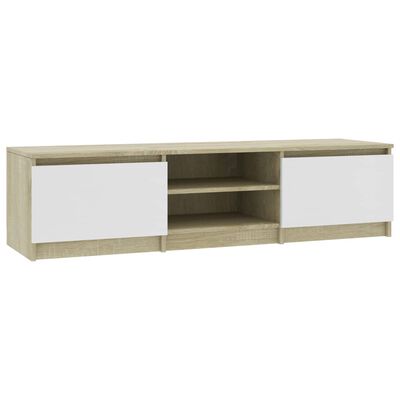 vidaXL Mueble de TV madera contrachapada blanco y roble 140x40x35,5 cm