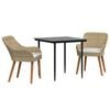 vidaXL Conjunto de Comedor de Jard&iacute;n 3 pcs Beige rat&aacute;n sint&eacute;tico