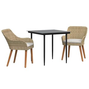 vidaXL Conjunto de Comedor de Jard&iacute;n 3 pcs Beige rat&aacute;n sint&eacute;tico