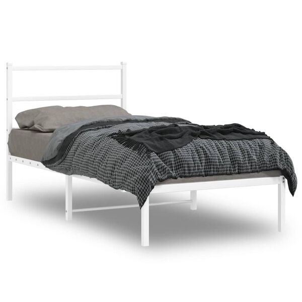 vidaXL Estructura cama sin colch&oacute;n con cabecero metal blanco 90x200 cm
