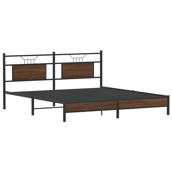vidaXL Estructura de cama sin colch&oacute;n roble marr&oacute;n 183x213 cm