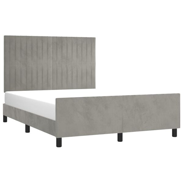 vidaXL Estructura de cama sin colch&oacute;n terciopelo gris claro 140x200 cm