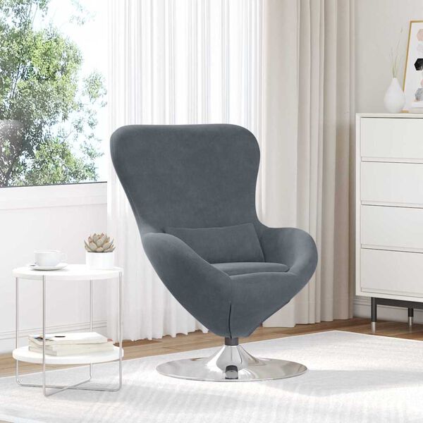 vidaXL Sill&oacute;n huevo Gris oscuro Terciopelo
