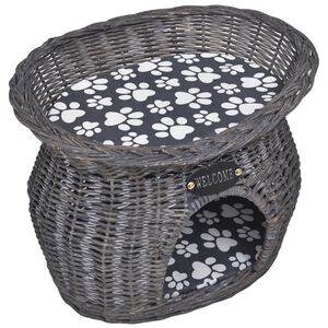 vidaXL Casa/cama/ rascador para mascotas de sauce con coj&iacute;n