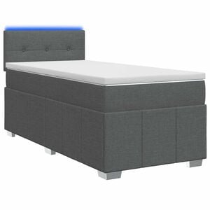 vidaXL Cama con Base Tapizada, Colch&oacute;n y Luz LED Gris oscuro Tela