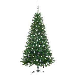 vidaXL &Aacute;rbol de Navidad preiluminado con luces y bolas verde 180 cm