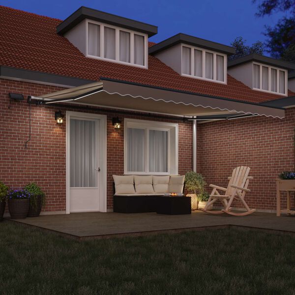 vidaXL Toldo Retr&aacute;ctil con luces de tiras LED Beige 450 x 300 cm tela