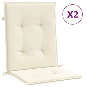 vidaXL Coj&iacute;n silla jard&iacute;n respaldo bajo 2 uds tela Oxford crema