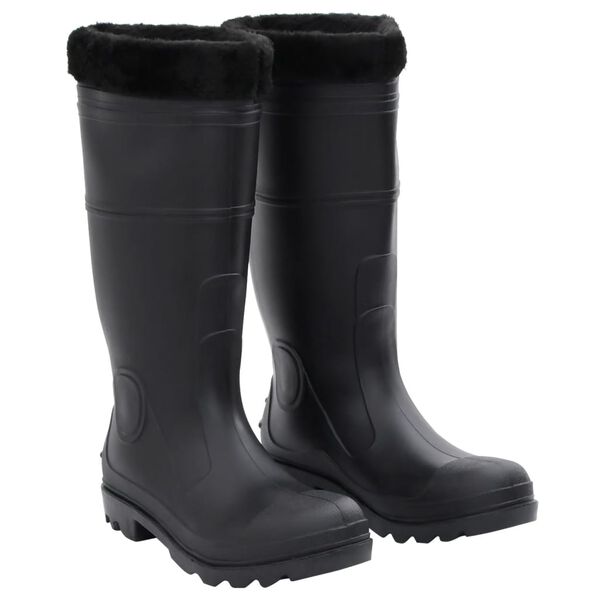 vidaXL Botas de agua con calcetines extraíbles negro número 42 PVC