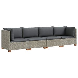 vidaXL 4 uds. Conjunto de Lounge de Ratan con Cojines GENDT Gris Kubu