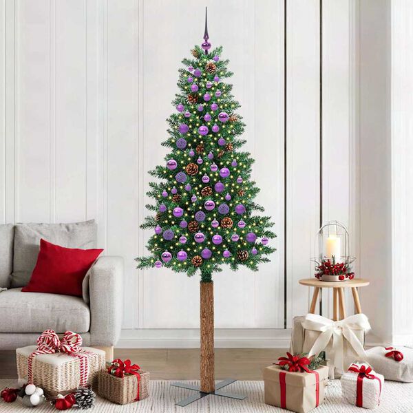 vidaXL &Aacute;rbol de Navidad Delgado con 300 LED con soporte Verde 210 cm