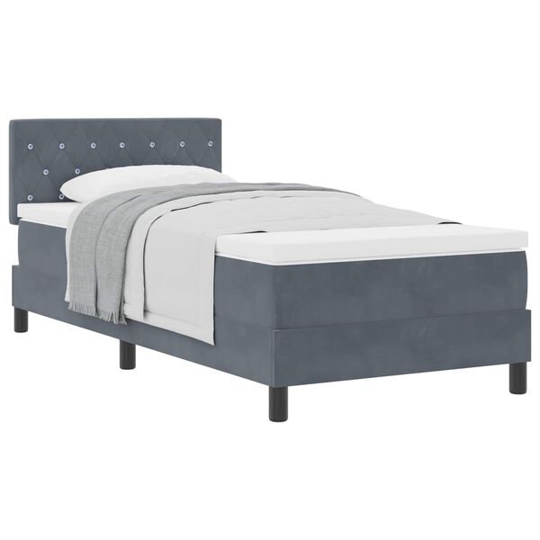 vidaXL Cama tipo Box Spring Gris oscuro 100 x 200 cm Terciopelo