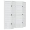 vidaXL Biombo separador de 4 paneles madera maciza Paulownia blanco