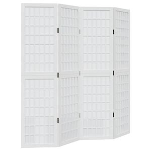 vidaXL Biombo separador de 4 paneles madera maciza Paulownia blanco