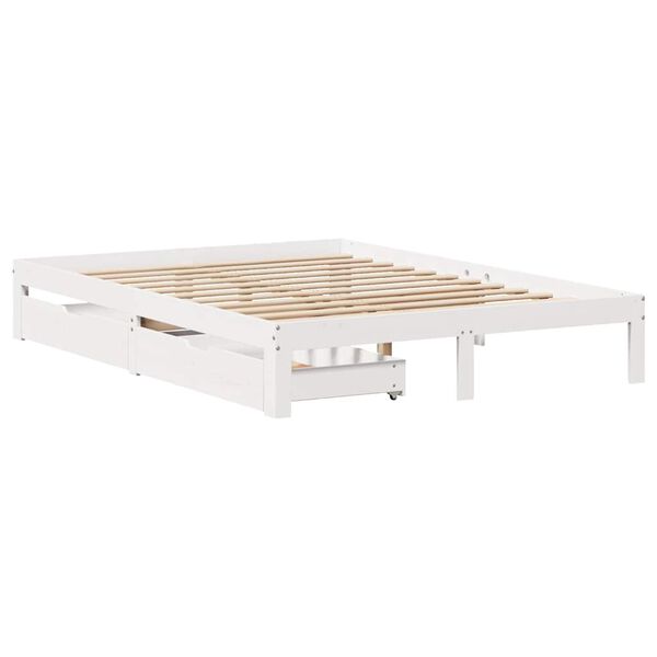 vidaXL Estructura de cama con cajones madera de pino blanca 135x190 cm