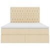 vidaXL Cama con almacenamiento y LED Crema 140 x 200 cm Poli&eacute;ster