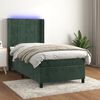 vidaXL Cama box spring colch&oacute;n y LED terciopelo verde oscuro 100x200cm