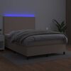 vidaXL Cama box spring colch&oacute;n LED cuero sint&eacute;tico capuchino 140x200cm