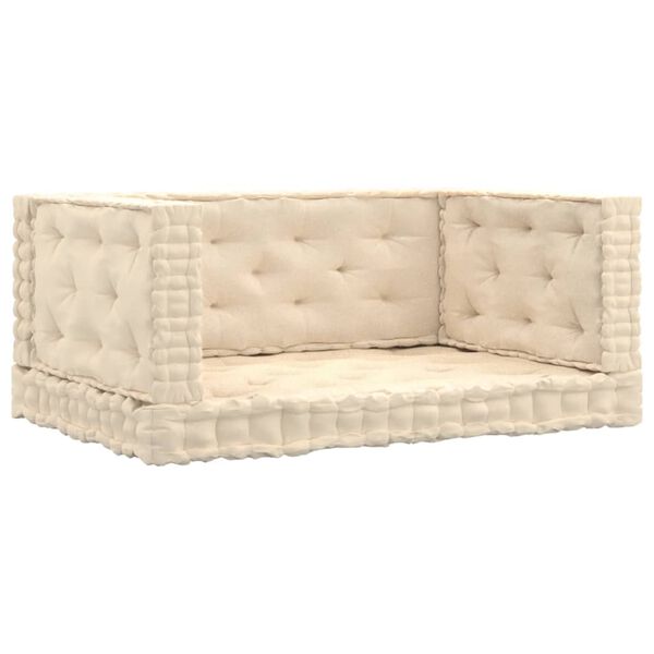 vidaXL Cojines para palets de suelo 4 unidades algod&oacute;n beige