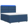vidaXL Cama de muelles con LED y colch&oacute;n Azul 200 x 200 cm Tela