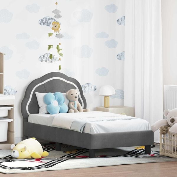 vidaXL Estructura de cama para niños pequeños con cabecera Gris oscuro
