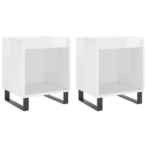 vidaXL Mesitas noche 2 uds madera ingenier&iacute;a blanco brillo 40x35x50 cm