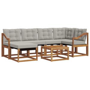 vidaXL Conjunto de sof&aacute;s de exterior 7 pcs Gris Natural y Claro