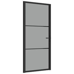 vidaXL Puerta interior vidrio ESG y aluminio negro 93x201,5 cm