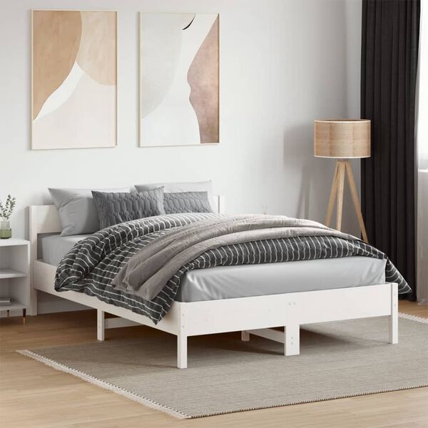 vidaXL Estructura de cama sin colch&oacute;n madera de pino blanca 140x190 cm