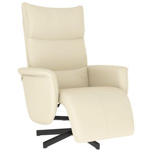 vidaXL Sillón reclinable con reposapiés cuero sintético color crema