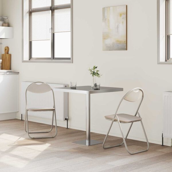 vidaXL Silla Plegable 2 pcs Arena 48 x 43,5 x 81 cm Cuero sint&eacute;tico