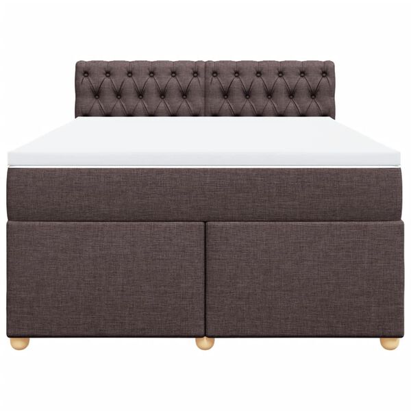vidaXL Cama box spring con colch&oacute;n tela marr&oacute;n oscuro 140x200 cm