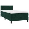 vidaXL Cama box spring colch&oacute;n y LED terciopelo verde oscuro 90x190 cm