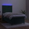 vidaXL Cama box spring colch&oacute;n y LED terciopelo verde oscuro 100x200cm