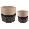 vidaXL Set de Macetas de Planta 2 uds. Natural y negro &Oslash; 28 x 28 cm