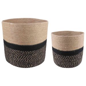 vidaXL Set de Macetas de Planta 2 uds. Natural y negro &Oslash; 28 x 28 cm