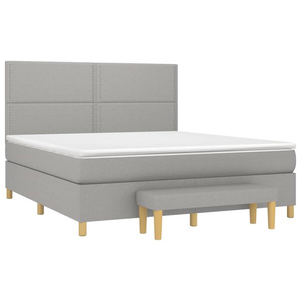 vidaXL Cama box spring con colch&oacute;n tela gris claro 180x200 cm