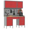 vidaXL Armario de trabajo 8 pcs Rojo Madera Ingenierizada y Acero
