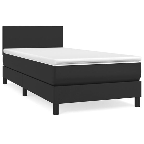 vidaXL Cama box spring con colchón cuero sintético negro 90x190 cm