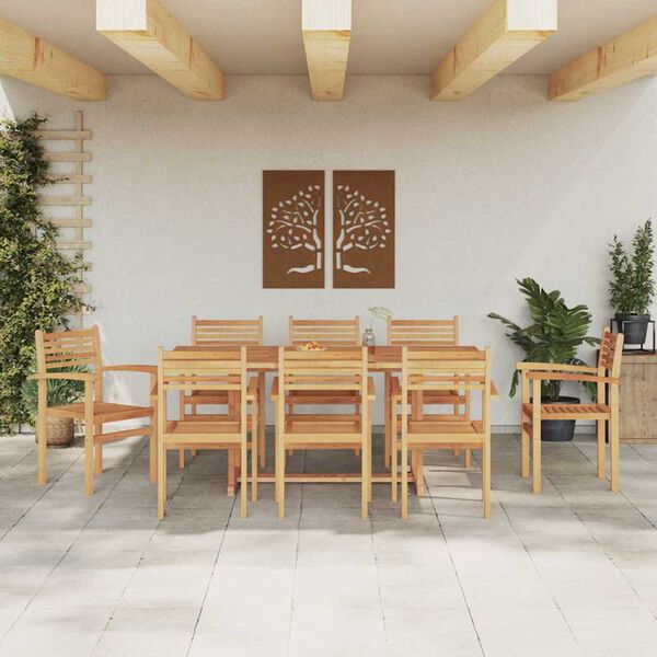 vidaXL Silla 8 pcs Marr&oacute;n 56 x 55 x 90.5 cm Madera de teca maciza