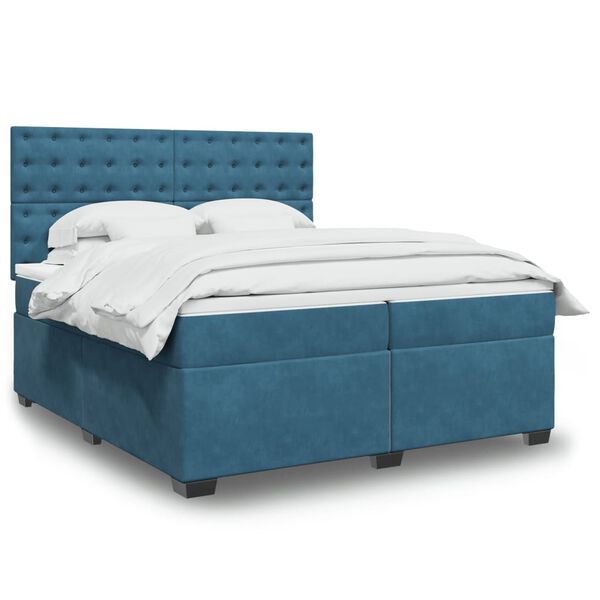 vidaXL Cama box spring con colch&oacute;n terciopelo azul 200x200 cm