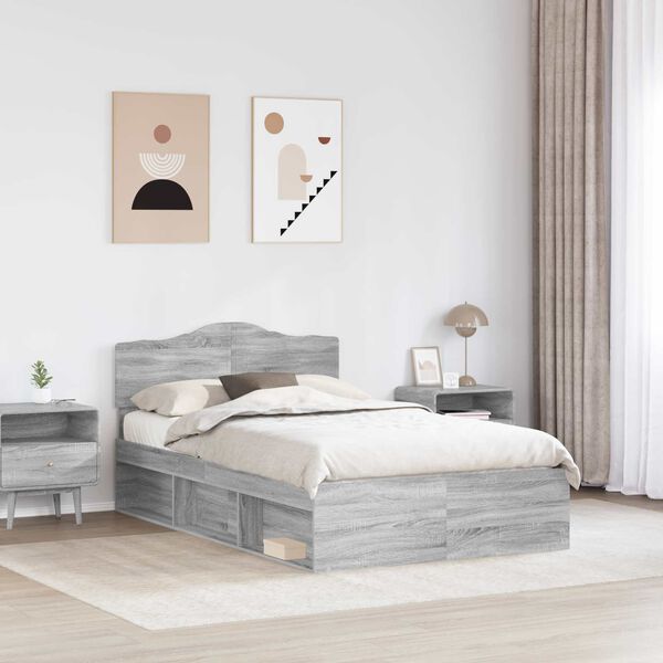 vidaXL Estructura de cama con cabecera Gris Sonoma 120 x 200 cm