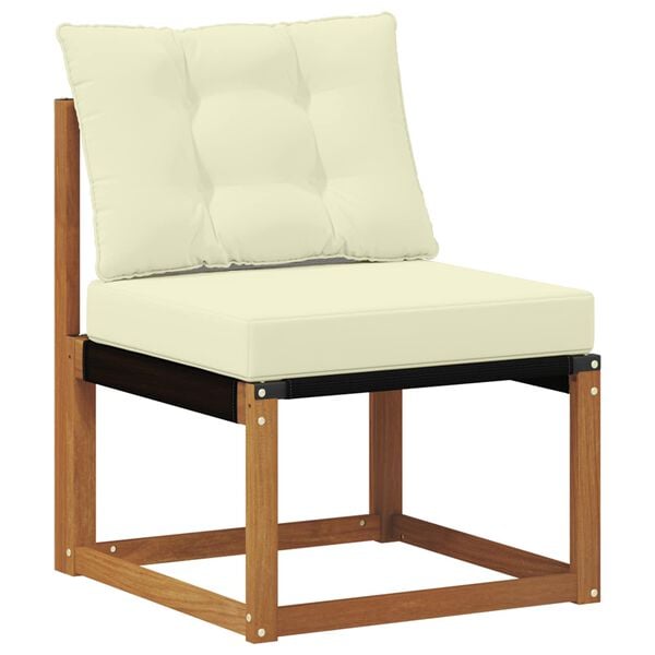 vidaXL Conjunto de sof&aacute;s de exterior con coj&iacute;n 4 pcs Natural y Crema